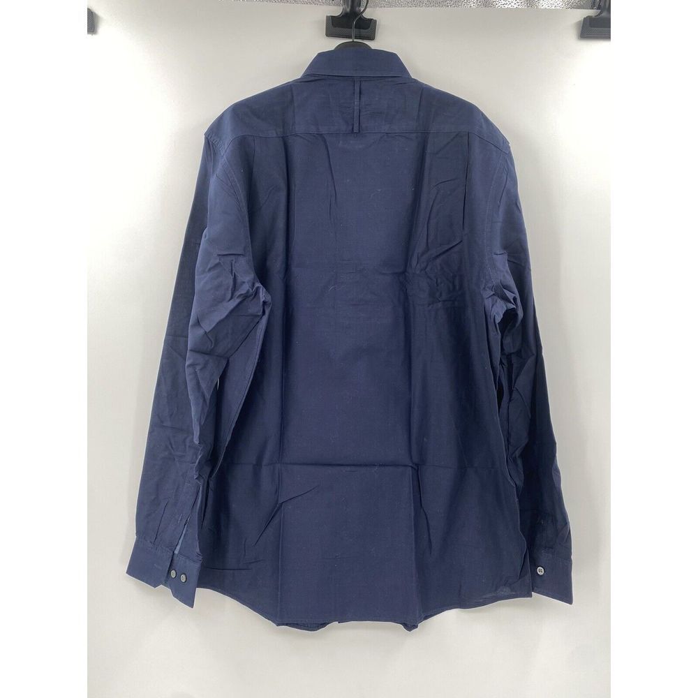 Banana Republic Dress Shirt Navy Classic Fit Guayabera Long Sleeve XL 17/ 17.5 - Picture 3 of 6
